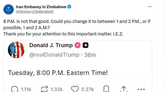 Iran Balas Ancaman Trump dengan Cuitan Satir soal Selat Hormuz