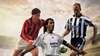 Ilustasi - Marco van Basten, Alan Shearer, Raul Gonzales (Bola.com/Adreanus Titus)