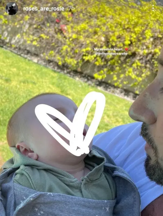 Rose pun mengunggah momen Anthony menggendong anaknya di Instagram Stories. (Foto: Instagram.com/roses_are_rosie/lmp)