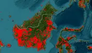 Penampakan Sebaran Titik Panas dari NASA di Kalimantan