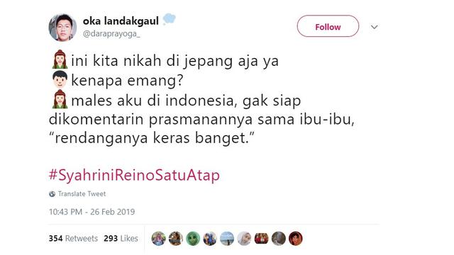 Cuitan Warganet soal Pernikahan Syahrini - Reino Barack (Twitter)