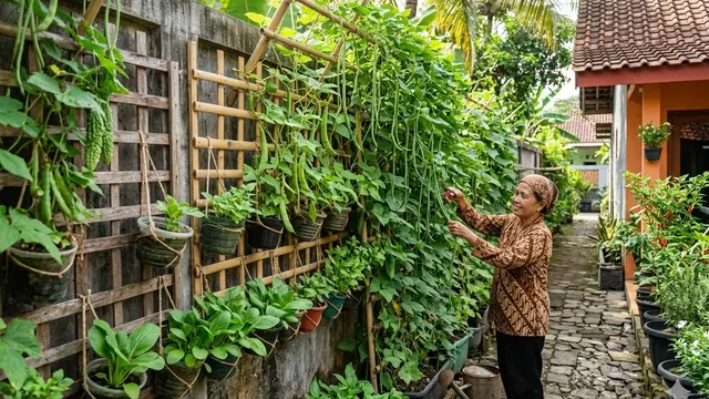 Ide Kebun Sayur Vertikal di Pagar Sempit yang Tetap Produktif Sepanjang Musim