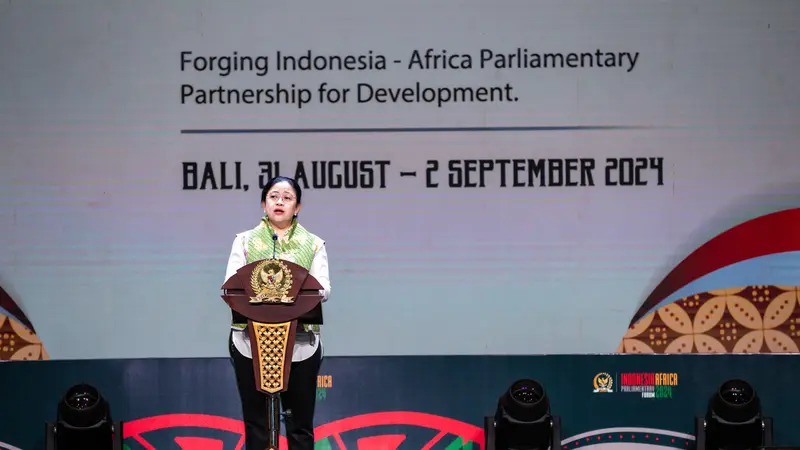 Ketua DPR RI Puan Maharani saat menghadiri konferensi IAPF di Nusa Dua, Bali, Minggu (1/9/2024)