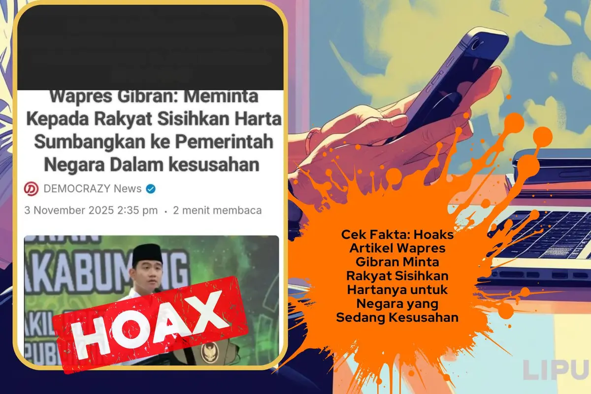 Cek fakta artikel Gibran meminta rakyat menyisihkan hartanya untuk membantu negara yang sedang kesusahan