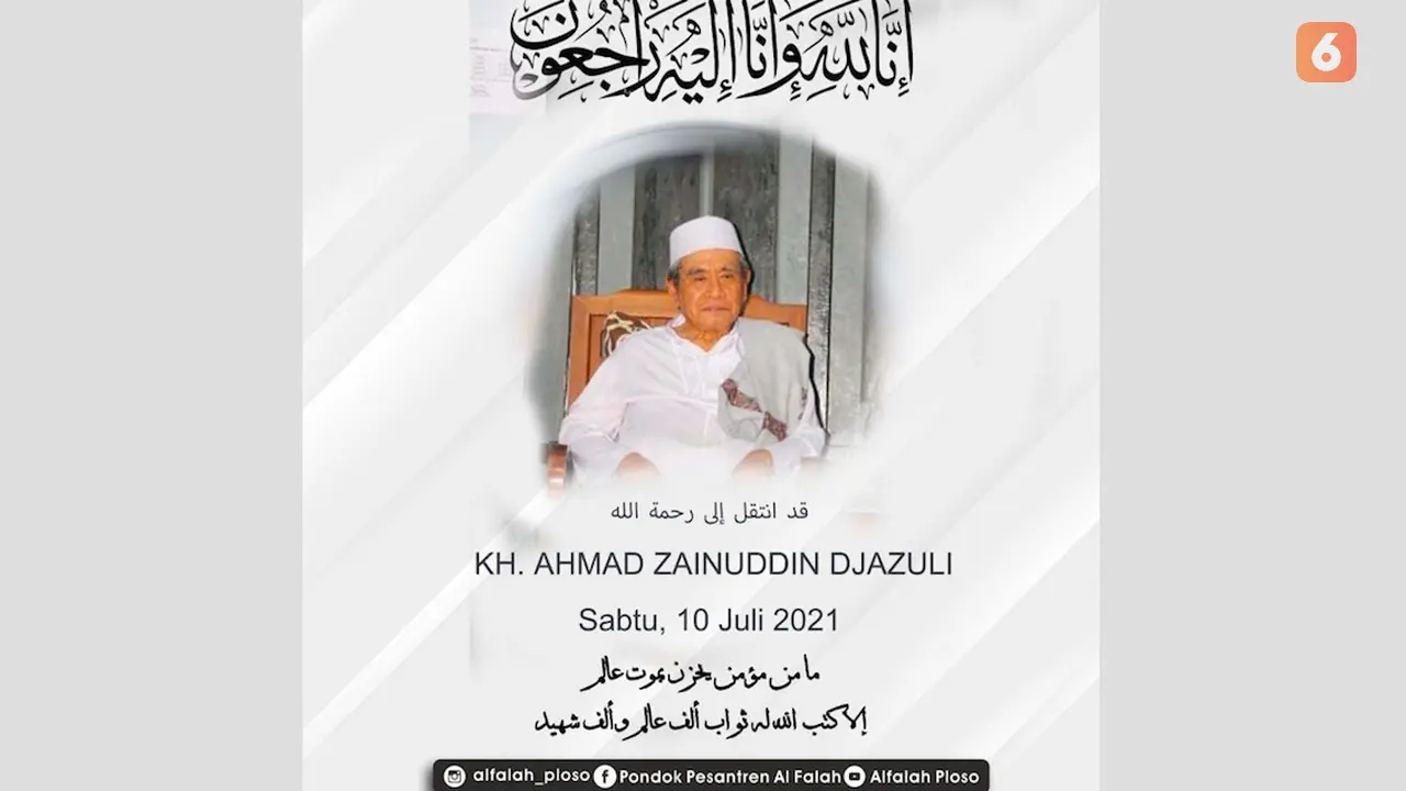 Pengasus Ponpes Al-Falah meninggal dunia (Liputan6.com/Dok: Instagram @alfalah_ploso)