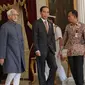 Presiden Joko Widodo menerima kunjungan Wapres India Mohammad Hamid Ansari di Istana Merdeka, Jakarta, Senin (2/11/2015). India dan Indonesia membahas kerjasama di bidang keamanan maritim, pendidikan, batubara dan farmasi.(Liputan6.com/Faizal Fanani)