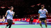 Ganda campuran Indonesia Adnan Maulana/Indah Cahya Sari Jamil mengalahkan unggulan empat asal Thailand Dechapol Puavaranukroh/Supissara Paewsampran pada babak 16 besar Hong Kong Open 2025 di Hong Kong Coliseum, Kamis (11/9).&nbsp;(foto: PBSI)