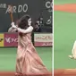 Hantu Sadako dari The Ring dan hantu Kayako dari Ju-On saat beradu baseball. (en.rocketnews24.com)