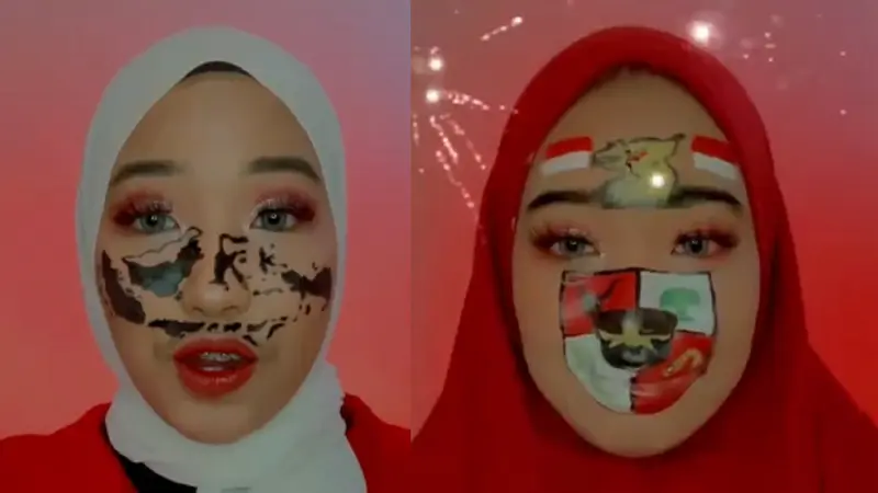 Dari Peta Indonesia Hingga Lambang Pancasila, Wanita Ini Rayakan HUT RI Dengan Face Painting