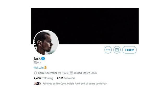 Lencana terverifikasi di akun pendiri Twitter, Jack Dorsey