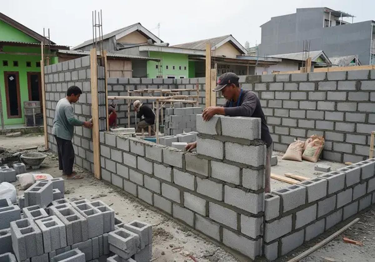 Material Dinding Hemat: Batako atau Bata Ringan Lokal/Ide Desain Rumah Tipe 36 di Tanah Kavling Budget Rp 100 Juta (Sumber: gemini.com)