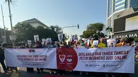 BEM PTM Zona III dan Himapol Indonesia menggelar deklarasi dan tanda tangan petisi melawan judi online. (Istimewa)