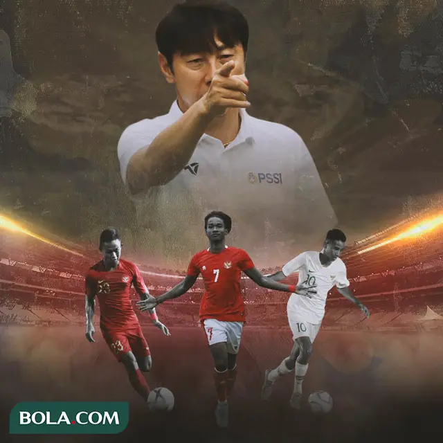 Timnas Indonesia - Ilustrasi Shin Tae-yong, Marselino Ferdinan, Ronaldo Kwateh, Sani Rizki Fauzi