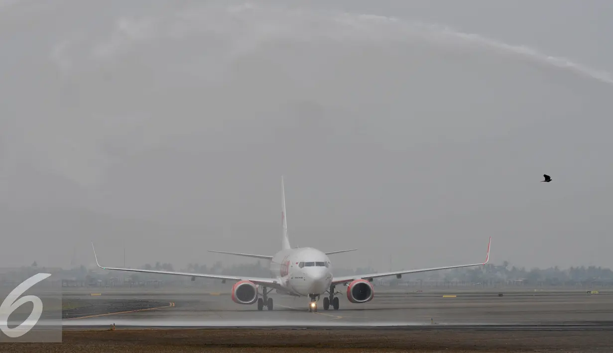 Pesawat Lion Air Boeing 737 800 NG tiba di Terminal 1 Bandara Soekarno Hatta, Tangerang, Rabu (19/8/2015). Lion Air kedatangan pesawat ke 150 Boeing 737, Lion Air Group kini telah mengoperasikan 244 unit pesawat berbagai tipe. (Liputan6.com/Johan Tallo)