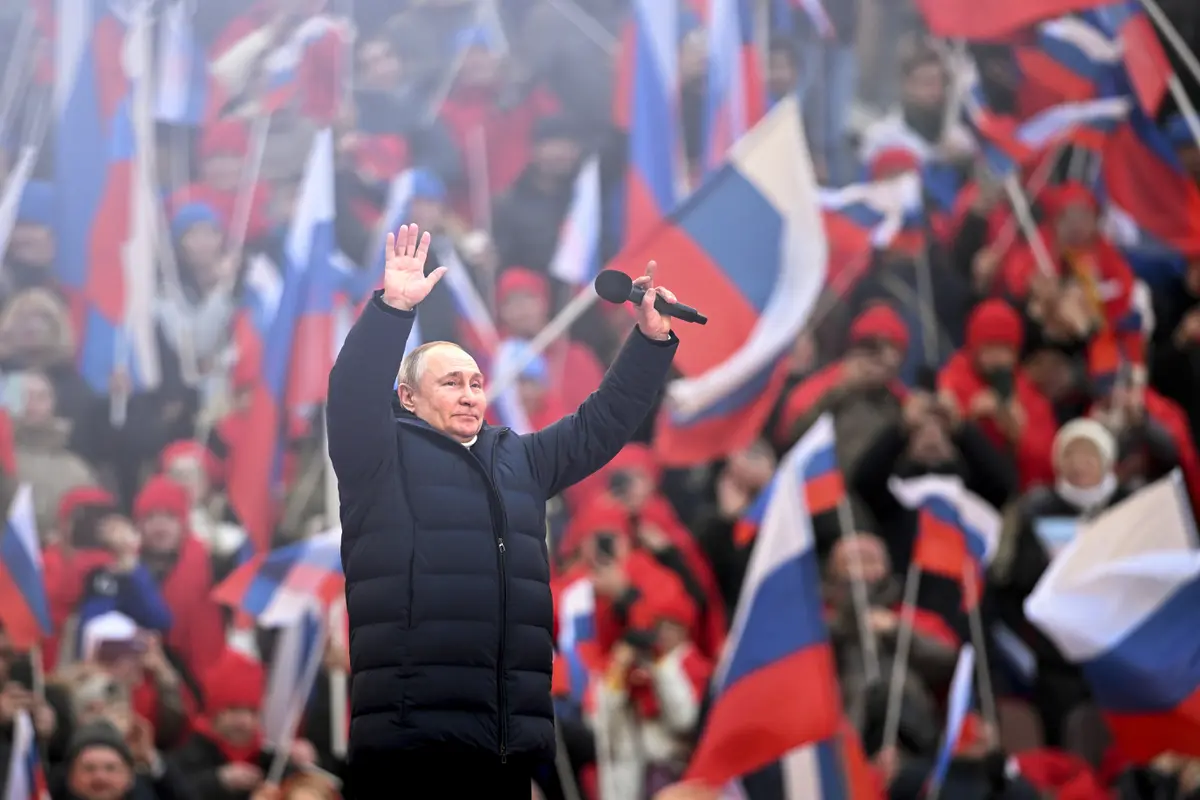 Ekspresi Vladimir Putin saat Perayaan 8 Tahun Rusia Merebut Krimea