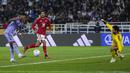 Penyerang Real Madrid Rodrygo (kiri) mencetak gol ketiga timnya ke gawang Al-Ahly dalam duel semifinal Piala Dunia Antarklub 2022 di Prince Moulay Abdellah Stadium, Maroko, Kamis (9/2/2023) dini hari WIB. Pesta gol Madrid dibuka oleh Vinicius Junior di menit ke-42, dilanjutkan dengan Federico Valverde (46'), Rodrygo (90+2'), dan Sergi Arribas (90+8'). (AP Photo/Manu Fernandez)