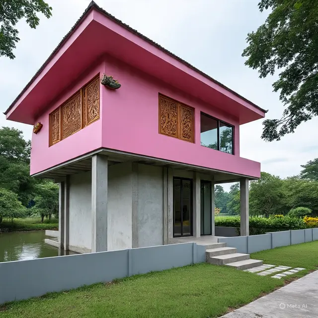 Rumah Sederhana Warna Pink