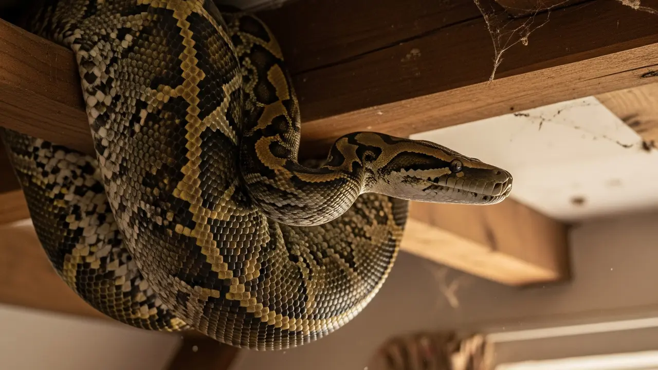 Ular Piton di Plafon Rumah
