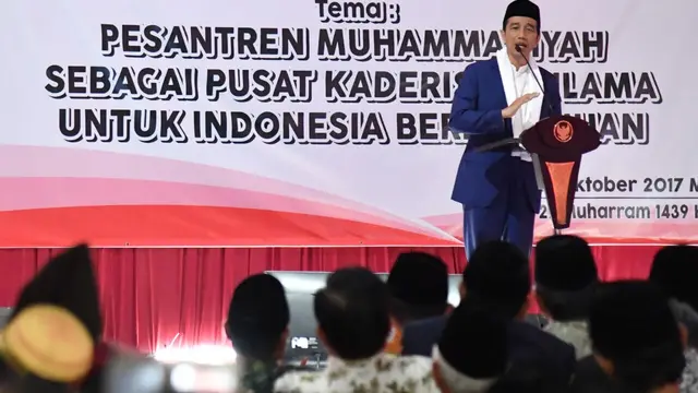 Jokowi bersilaturahmi dengan dunia pesantren Muhammadiyah se-Indonesia di Pesantren Darul Arqam, Garut. (Ist/Muhammadiyah)