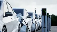 Iliustrasi mobil listrik yang tengah melakukan pengisian daya baterai. (ist)