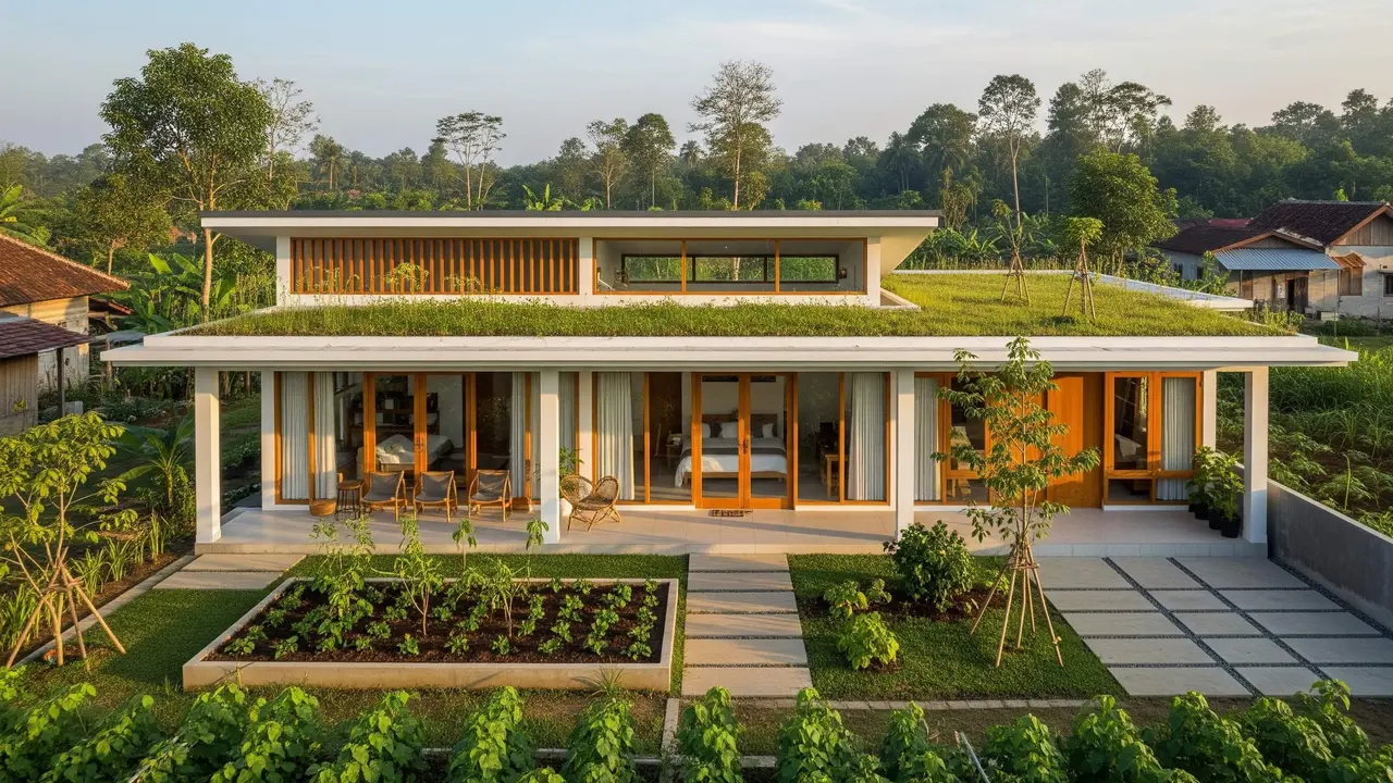 model rumah minimalis di desa dengan atap datar ala rumah modern