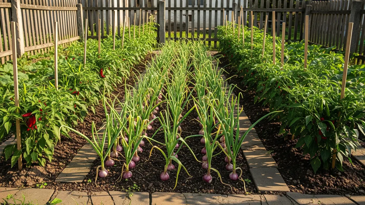 Desain Kebun Cabai Rawit Kombinasi Bawang Putih dan Bawang Merah