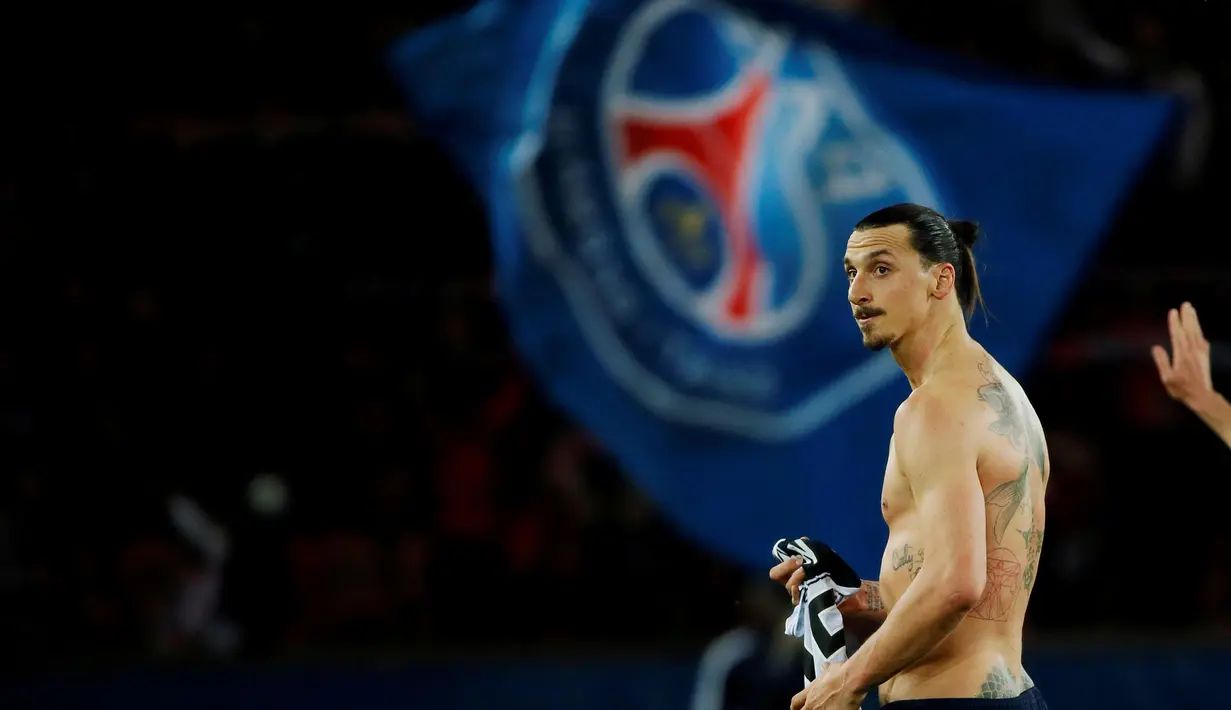 Tahun 2012 Zlatan Ibrahimovic hijrah ke Paris bersama klub PSG hingga 2016 dan mencetak 55 gol dari 62 kali penampilan. (Reuters/Gonzalo Fuentes)  