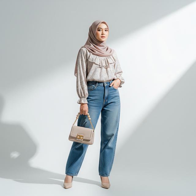 5. Baggy Jeans Dipadukan dengan Blouse