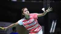 Tunggal putri bulu tangkis Indonesia Bilqis Prasista saat berlaga di babak 32 besar Kapal Api Indonesia International Series 2022 pada Selasa (20/9/2022). (PBSI)