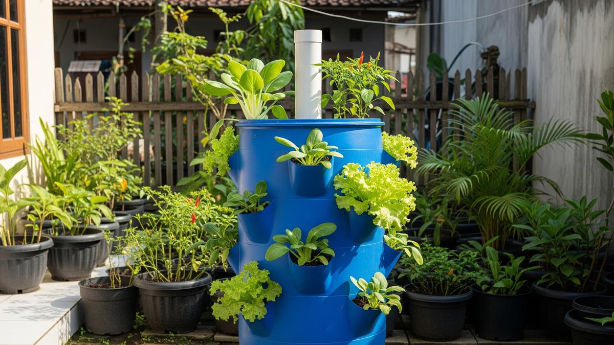 Cara Buat Tower Garden Pakai Tong Bekas, Solusi Berkebun Hemat Lahan dan Ramah Lingkungan