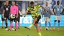 Gelandang Arsenal, Kai Havertz beraksi saat mengikuti kontes cross and volley challenge dalam MLS All-Stars Skills Challenge menghadapi tim MLS All-Stars di Washington, Amerika Serikat, Selasa (18/7/2023) waktu setempat. (AP Photo/Alex Brandon)