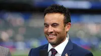 Landon Donovan tampil dengan gaya rambut baru pada Piala Dunia 2026. (JAMIE SQUIRE / GETTY IMAGES NORTH AMERICA / Getty Images via AFP)
