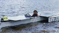 Si Jagur  Jaya Satria Garuda ini merupakan kapal bertenaga surya yang berhasil meraih peringkat ke-2 di Asia dan peringkat ke-15 di Dunia dalam ajang kompetisi Internasional Dutch Solar Challenge 2016 di Belanda pada 30 Juni – 9 Juli 2016. Foto:  Humas UI