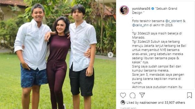 Unggahan Yuni Shara. (Foto: Instagram yunishara36)