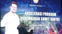 Menteri Pertanian Syahrul Yasin Limpo (Mentan SYL) mendorong pengembangan produksi kelapa sawit tersebut karena dinilai dapat menjadi pengganti solar dengan harga yang jauh lebih murah/Istimewa.