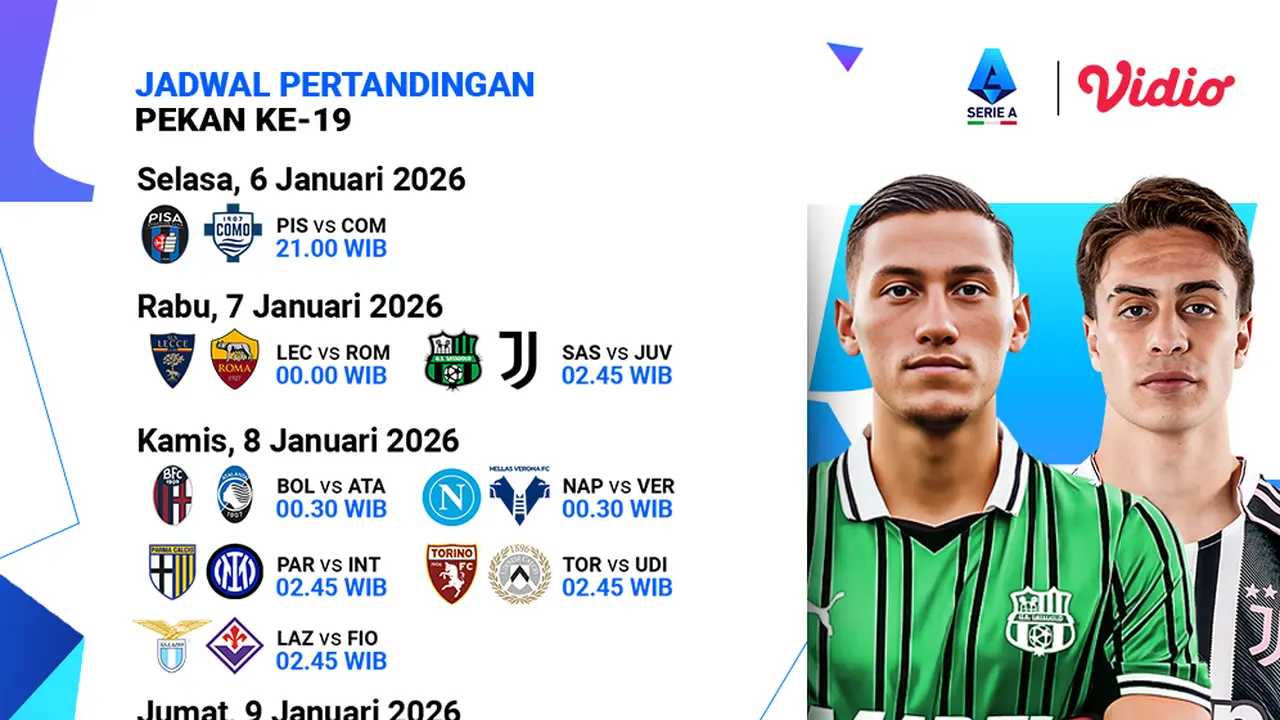 Jadwal Serie A pekan ke-19 live streaming eksklusif di Vidio. (dok. vidio.com)