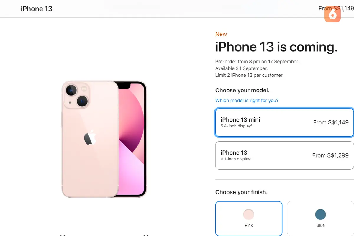 Harga iPhone 13 di Singapura