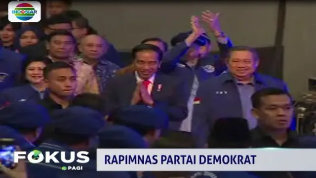 Dalam sambutannya. SBY menyampaikan kemungkinan partainya bergabung dalam koalisi pemerintah untuk pilpres mendatang.