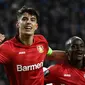 Gelandang Leverkusen, Kai Havertz, merayakan gol yang dicetaknya ke gawang FC Porto dalam laga UEFA Europa League di Stadion Dragao, Porto pada 27 Februari 2020. Bayer Leverkusen menang 3-1 atas Porto. (AFP/Miguel Riopa)