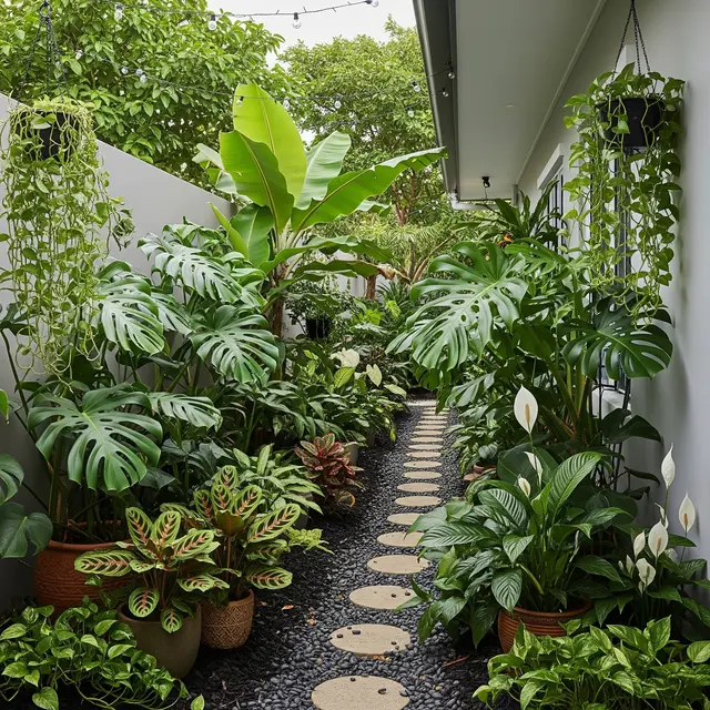 Kebun Monstera untuk Lorong Samping Rumah (AI Generated)