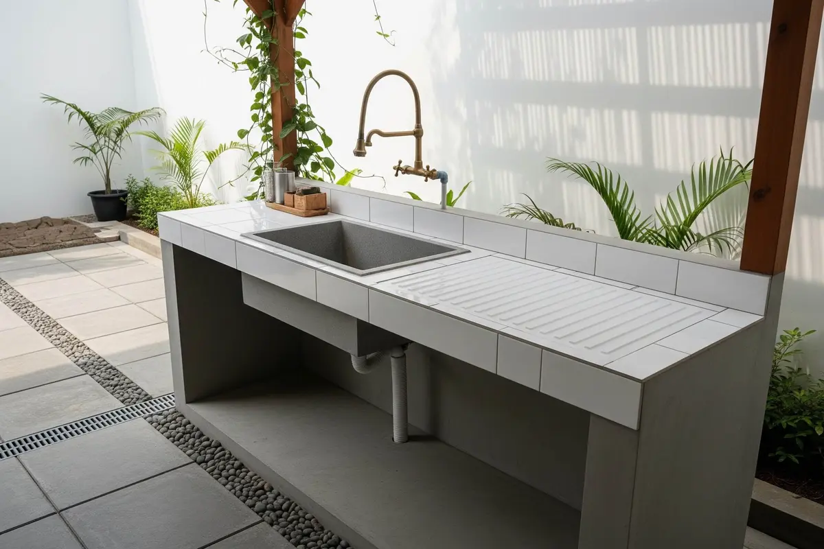 Ide Area Cuci Piring Outdoor yang Tidak Becek untuk Rumah Minimalis Anda