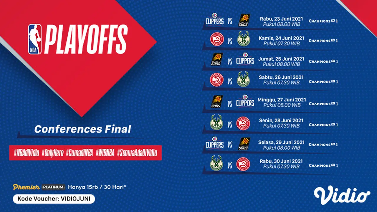 Jadwal dan Link Live Streaming NBA Final Conference di Vidio Pekan Ini