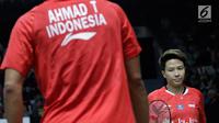 Pebulutangkis Indonesia, Lilyana Natsir saat melawan wakil India, Pranaav Jerry Chopra/Reddy N. Sikki pada Indonesia Masters 2019 di Istora Senayan, Jakarta, Selasa (22/1). Indonesia menang 21-15 21-15. (Bola.com/M Iqbal Ichsan)