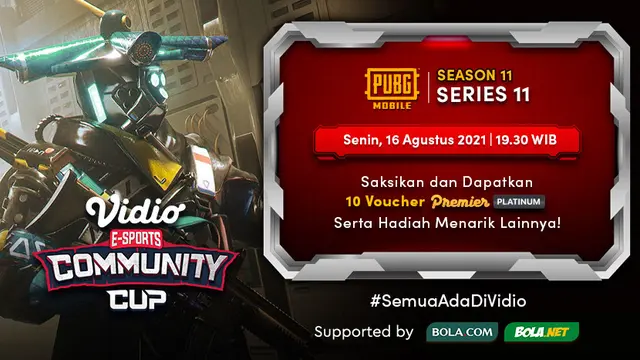 Saksikan, Link Live Streaming Vidio Community Cup Season 11 : PUBGM Series 11 di Vidio, Senin 16 Agustus 2021
