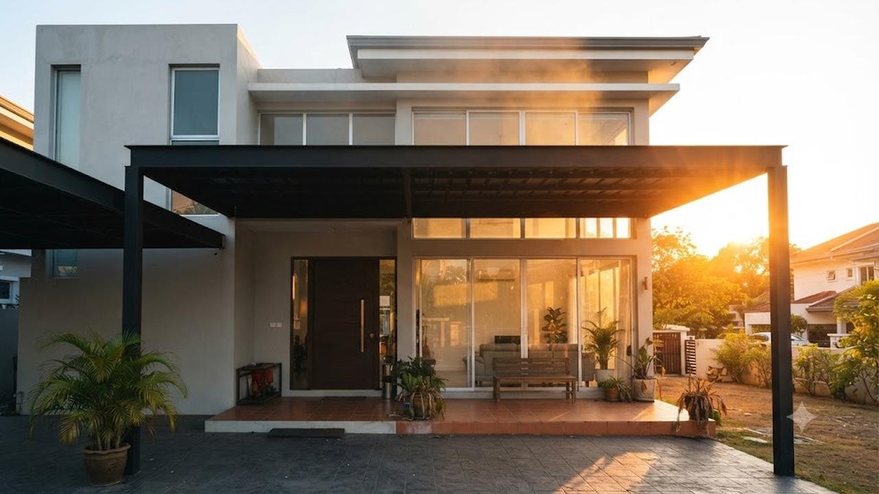 Kanopi Metal Polos Berwarna Gelap (AI Generated)