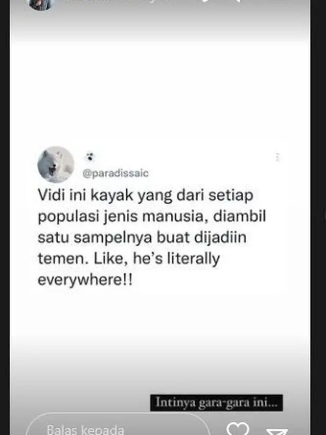 Unggahan Vidi Aldiano di Instagram Stories soal jadi trending di Twitter. (Instagram @vidialdiano)