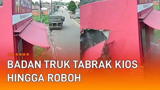 Video menunjukkan badan truk berjalan sendiri tabrak kios milik warga mengundang perhatian.