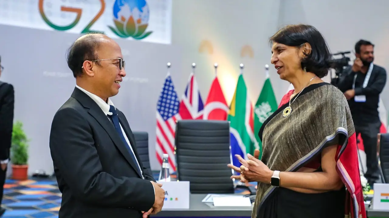 Sekretaris Jenderal Kemnaker yang juga selaku Head of Delegation (HoD) Indonesia sekaligus sebagai Co-Chair, Anwar Sanusi di Indore, India, Kamis (20/7/2023).