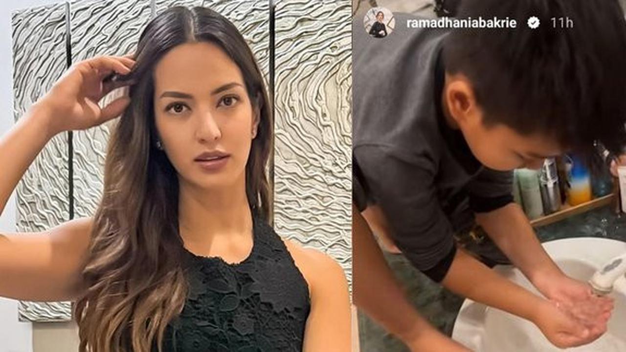 Potret Nia Ramadhani Ajari Sang Putra Bungsu Wudhu di Wastafel Sebelum Laksanakan Salat