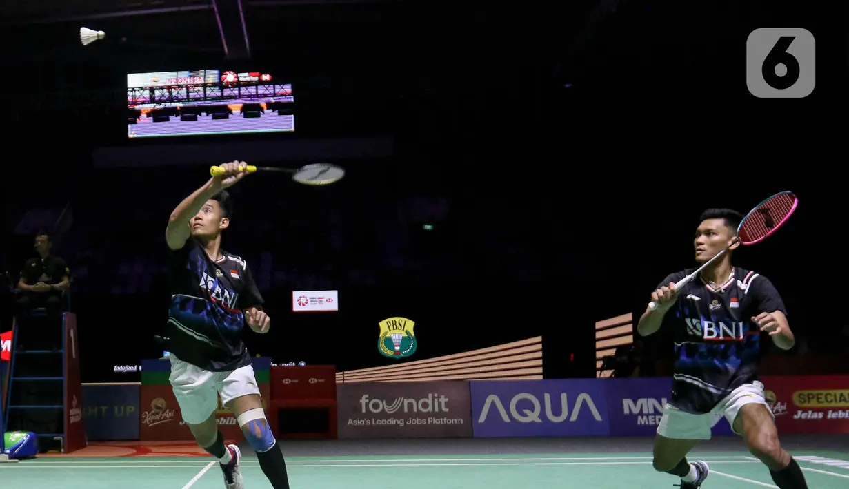 Kekalahan ini sekaligus menghentikan langkah Muhammad Shohibul Fikri/Bagas Maulana di turnamen Indonesia Open 2024. (Liputan6.com/Herman Zakharia)